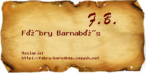 Fábry Barnabás névjegykártya